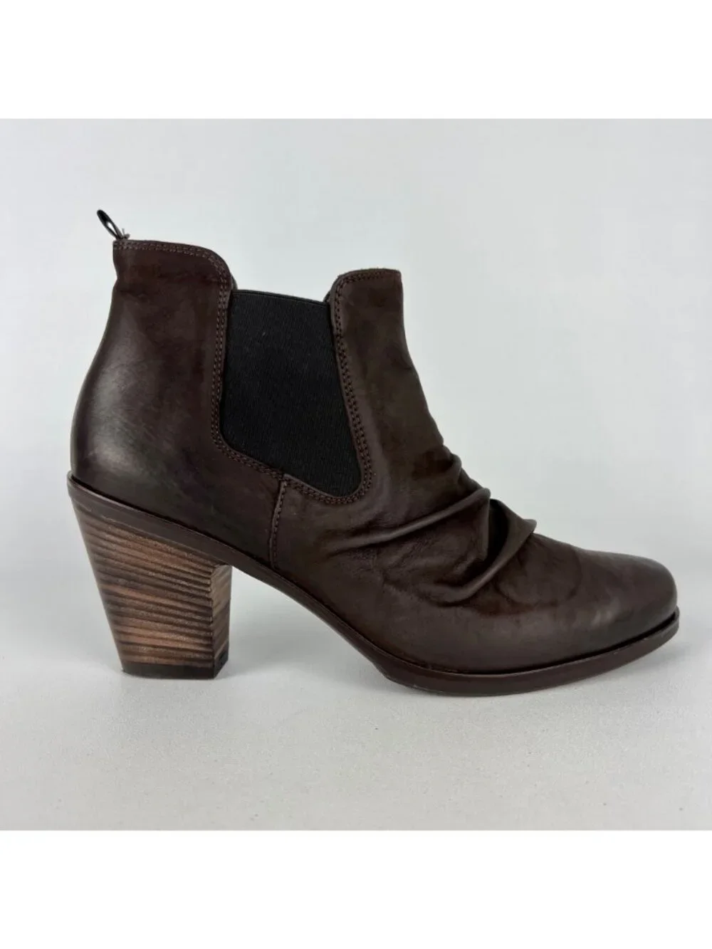 Paul Green Womens Jano Brown Leather Scrunch Chelsea Ankle Boot size US 8.5 UK 6